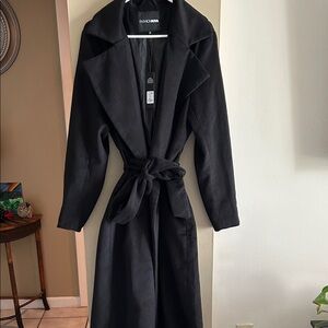 Fashion Nova Black Wrap Coat